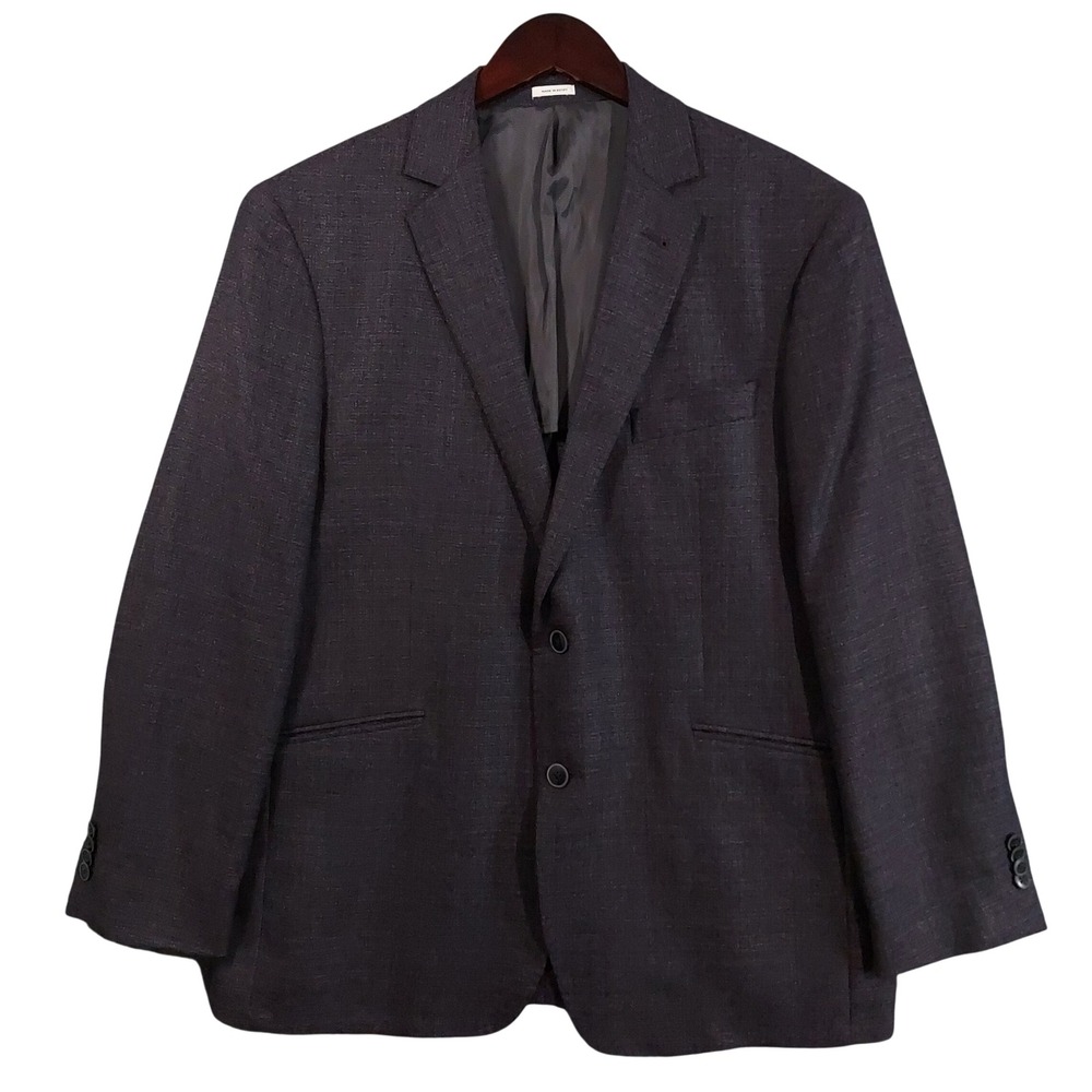 Joseph Abboud Blazer Mens 42R Charcoal Purple Reda Super 110s Wool Sport Coat